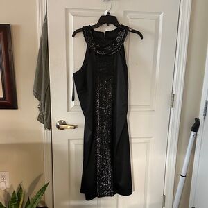 Ashley Stewart Black Sequin Midi Dress